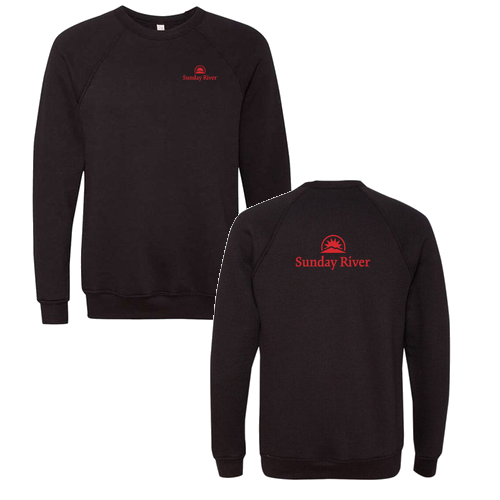 Sunday River Logo 2 Red Ink -- Crewneck Sweatshirt Black