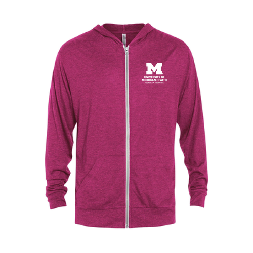 Delta Platinum Adult Tri-Blend Full Zip Hoodie -- Berry Heather