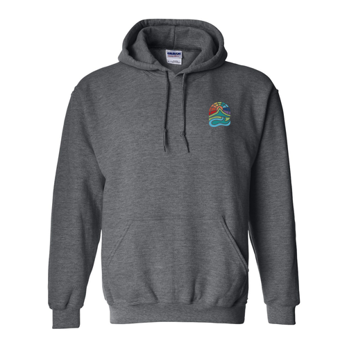Gildan Heavy Blend Hooded Sweatshirt Front & Back -- Dark Heather