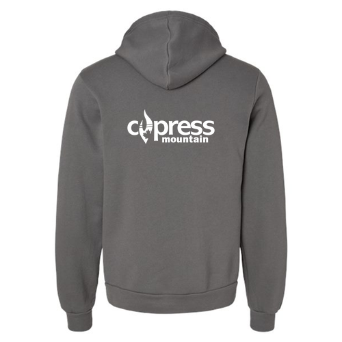 Cypress Mountain Logo 2 White Ink -- Pullover Hooded Sweatshirt Asphalt