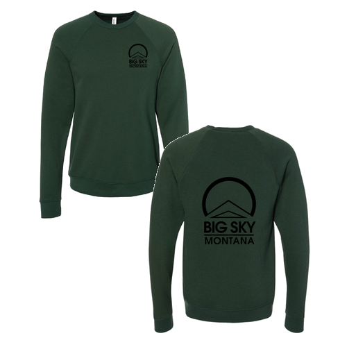Big Sky Montana Logo 2 Black Ink -- Crewneck Sweatshirt Forest