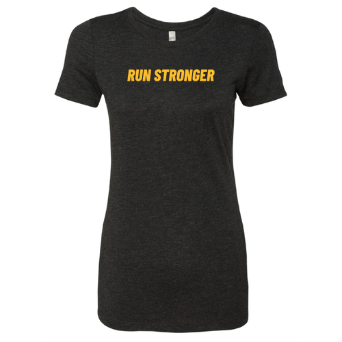 Run Stronger -Ladies Tri Blend Crew -- Vintage Black