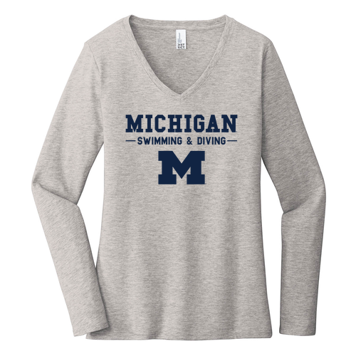 Ladies District Women's Very Important Tee Long Sleeve V-Neck -- Light Heather Grey