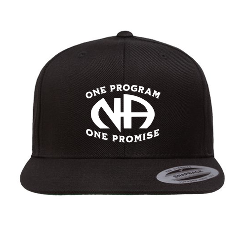 Yupoong 6 Panel Structured Flat Visor Classic Snapback Hat -- Black