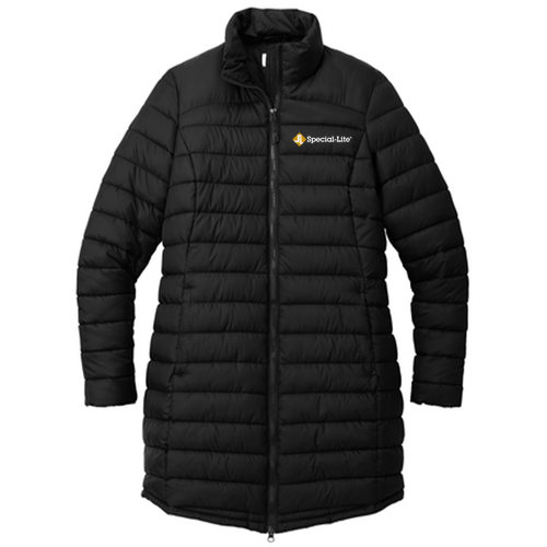 Port Authority Ladies Horizon Puffy Long Jacket -- Deep Black