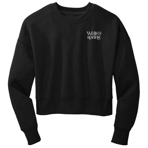 District Women's Perfect Weight Fleece Cropped Crew -- Jet Black