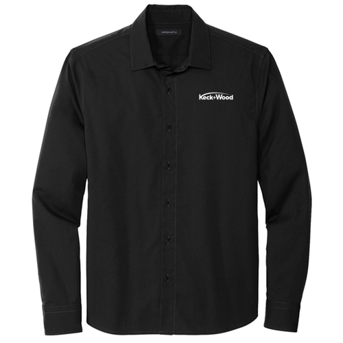Men's/Unisex Mercer+Mettle Long Sleeve Stretch Woven Shirt -- Deep Black
