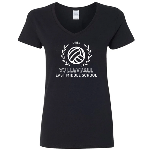 Gildan Heavy Cotton Ladies' V-Neck Tee -- Black