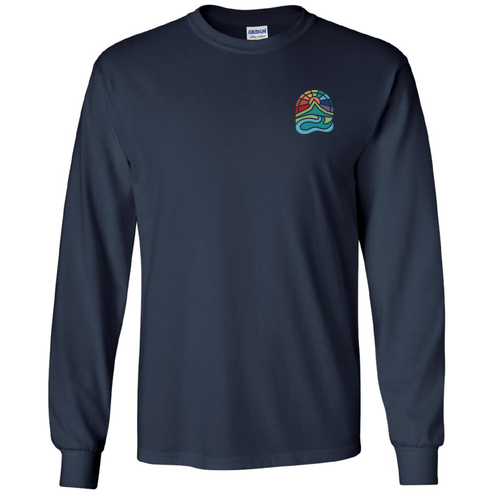 Gildan Ultra Cotton Longsleeve Basic T-Shirt Front & Back -- Navy
