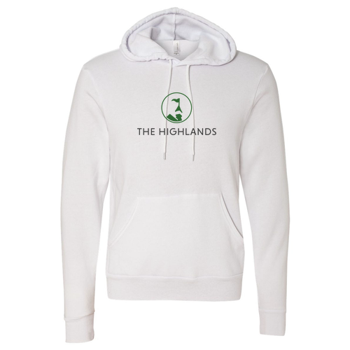 The Highlands Logo 1 Green Ink -- Pullover Hooded Sweatshirt White