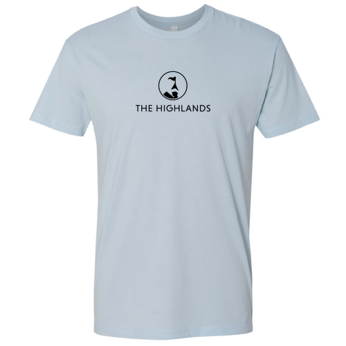 The Highlands Logo 1 Black Ink -- Short Sleeve Light Blue