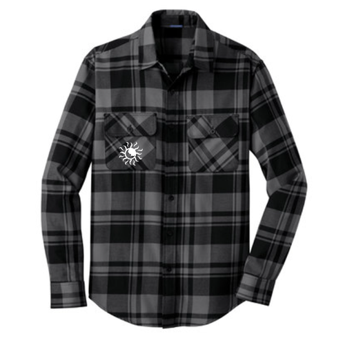 Port Authority Plaid Flannel Shirt Embroidered  -- Grey / Black