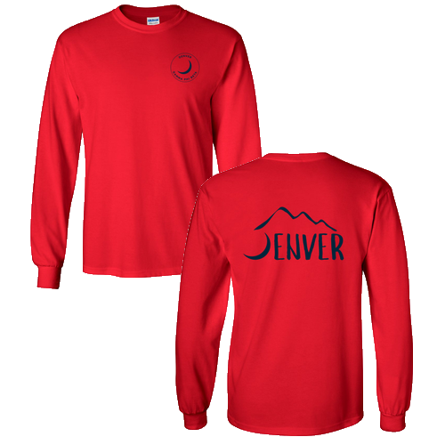 Gildan Ultra Cotton Longsleeve Basic T-Shirt -- Red w Navy Ink
