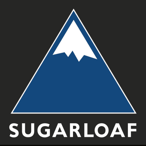 Sugarloaf Logo 2 Blue and White Ink -- Short Sleeve Black