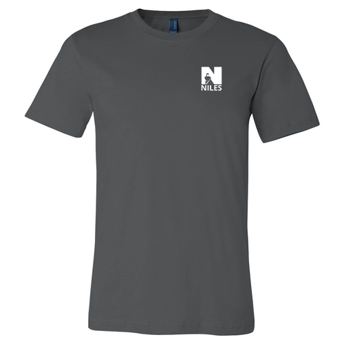 Mens/Unisex Bella Canvas Soft Fitted Jersey T-Shirt -- Asphalt, NIC Logo, 6 Points