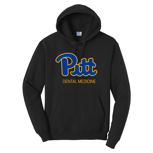 Blue/Gold Script Hooded Sweatshirt -- Jet Black