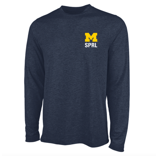 Mens/Unisex Charles River Comfort-Core Long-Sleeve Tee -- Navy, SPRL Logo