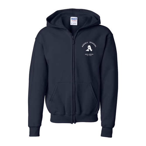 Youth Full Zip Hooded Sweatshirt -- Navy
