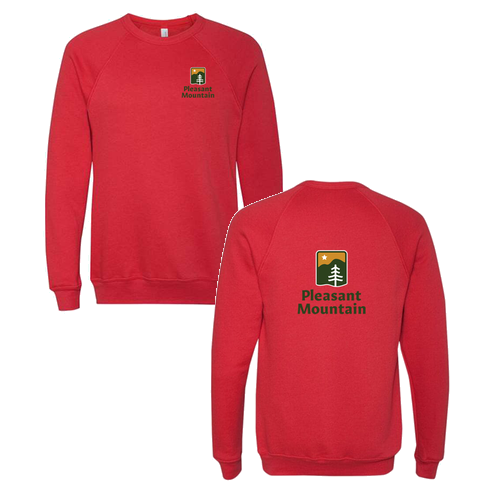 Pleasant Mountain Logo 2 Full color -- Crewneck Sweatshirt Red