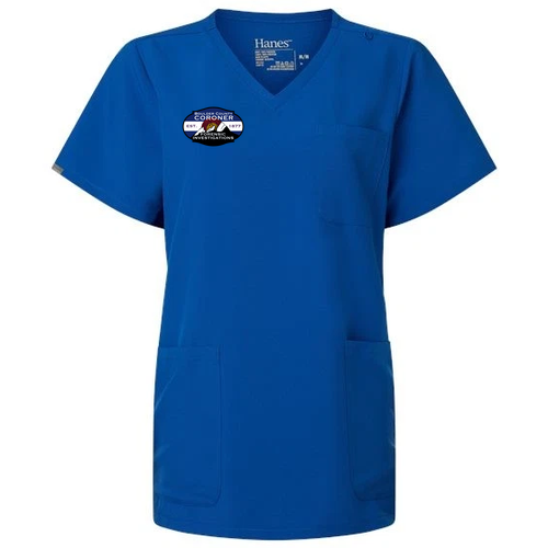 Hanes Women's V-Neck 3 Pocket Scrub Top -- Royal Blue