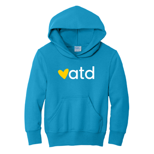 Port and Company Youth Pullover Hooded Sweatshirt -- Neon Blue