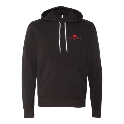 Sunday River Logo 2 Red Ink -- Pullover Hooded Sweatshirt Black