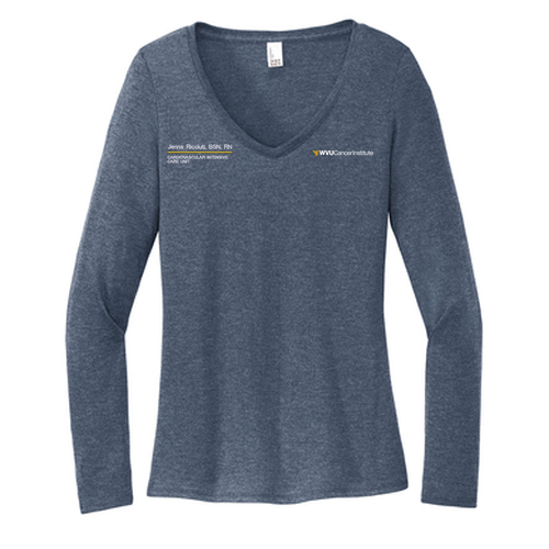 District Women's Perfect Tri Long Sleeve V-Neck Tee -- Navy Frost