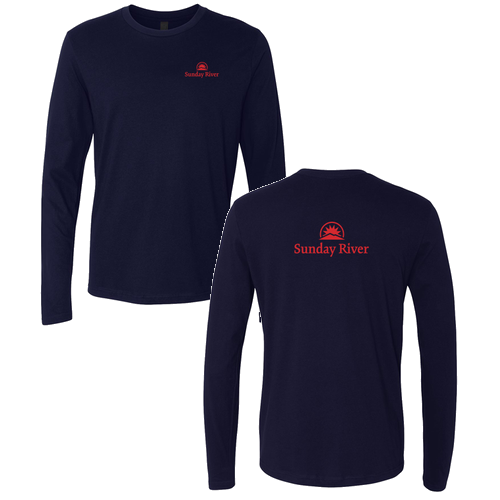 Sunday River Logo 2 Red Ink -- Long Sleeve Midnight Navy
