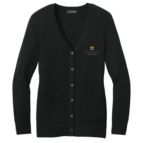 Port Authority® Women’s Easy Care Button-Up Cardigan -- Deep Black