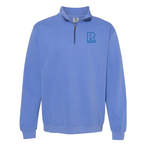 Comfort Colors Unisex Garment-Dyed Quarter-Zip Sweatshirt -- Flo Blue -- Romanoff