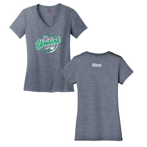 Ladies District Made Soft Perfect Weight V-Neck Tee -- Heathered Navy