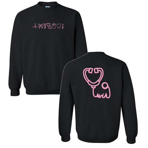 Stethoscope Gildan Heavy Blend Crew Neck Sweatshirt -- Black