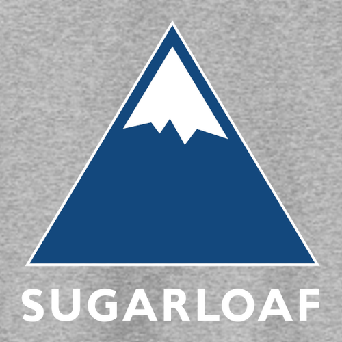 Sugarloaf Logo 2 Blue and White Ink -- Pullover Hooded Sweatshirt Athletic Heather
