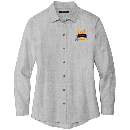 Mercer+Mettle Women's Long Sleeve Stretch Woven Shirt -- Gusty Grey End On End