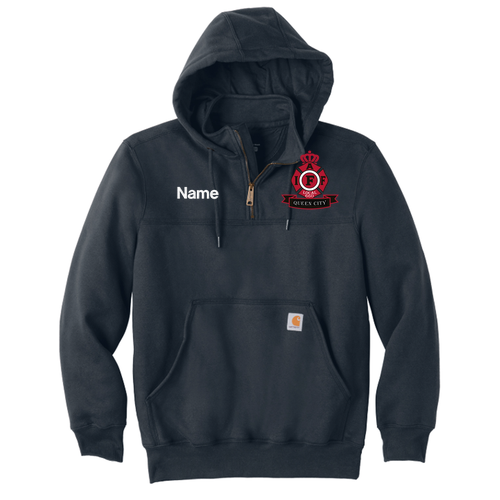 New Navy Carhartt Rain Defender Paxton Heavyweight Hooded Zip Mock Sweatshirt