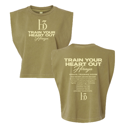 Year 3 TRAIN YOUR HEART OUT Women's Muscle Tank -- Faded Army