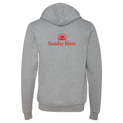 Sunday River Logo 2 Red Ink -- Pullover Hooded Sweatshirt Athletic Heather