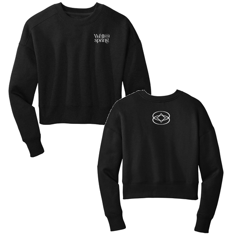 District Women's Perfect Weight Fleece Cropped Crew -- Jet Black