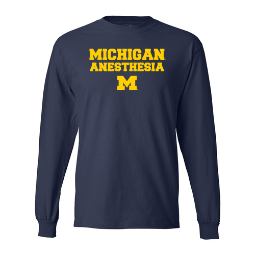 Hanes Beefy T Longsleeve T-Shirt -- Navy