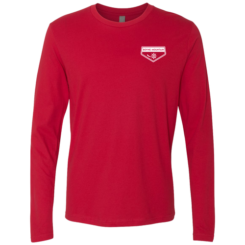 Boyne Mountain Logo 2 White Ink -- Long Sleeve Red