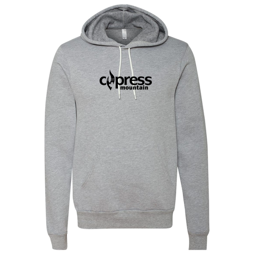 Cypress Mountain Logo 1 Black Ink -- Pullover Hooded Sweatshirt Athletic Heather