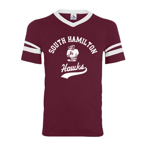 Augusta Two-Sleeve Stripe Jersey -- Maroon / White