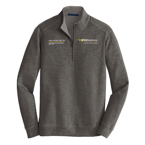 Port Authority Interlock 1/4-Zip -- Charcoal Heather / Medium Heather Grey