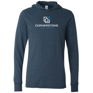 Men/Unisex Bella Canvas Unisex Jersey Long Sleeve Hoodie T-Shirt -- Heather Navy