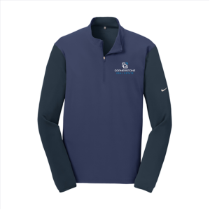 Men/Unisex Nike Golf Dri-FIT Fabric Mix 1/2-Zip Cover-Up -- Midnight Navy / Dark Obsidian