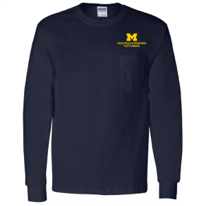 Men/Unisex Gildan Long Sleeve Pocket Tee -- Navy, Fleet Garage, $21
