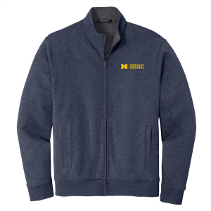 Men/Unisex Port Authority Interlock Full-Zip -- Estate Blue Heather / Charcoal Heather, $45