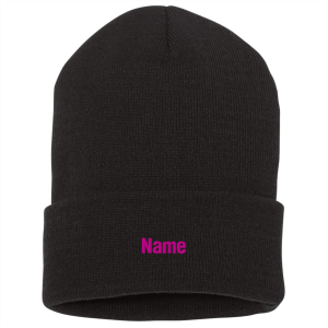 Men/Unisex Yupoong Knit Hat with Cuff -- Black
