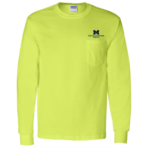 Men/Unisex Gildan Long Sleeve Pocket Tee -- Safety Green, Logistics, $21