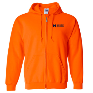 Men/Unisex Gildan Full Zip Hooded Sweatshirt -- Safety Orange, $33